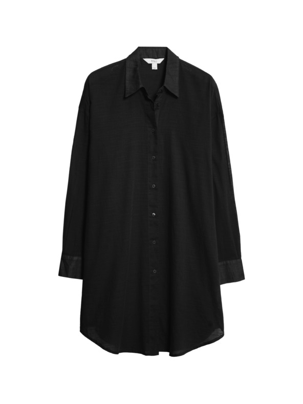 Marks & Spencer Плажна риза от чист памук с яка Marks & Spencer черна