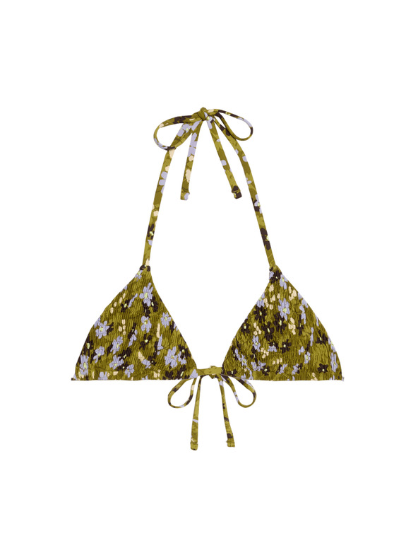 Marks & Spencer Триъгълна горна част на бански с принт и набиране Marks & Spencer зелена