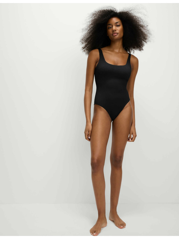 Marks & Spencer Текстурирани бански с овално деколте Marks & Spencer черен