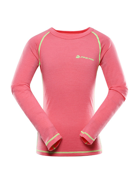 ALPINE PRO Детска тениска от мериносова вълна ALPINE PRO MERENO камелия роза