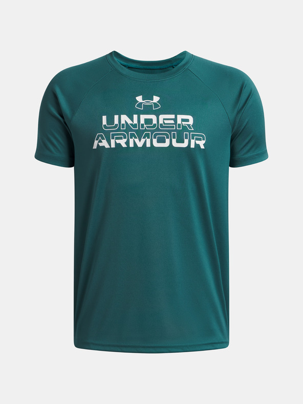 Under Armour Момчешка тениска Under Armour UA Tech Split Wordmark SS-GRN