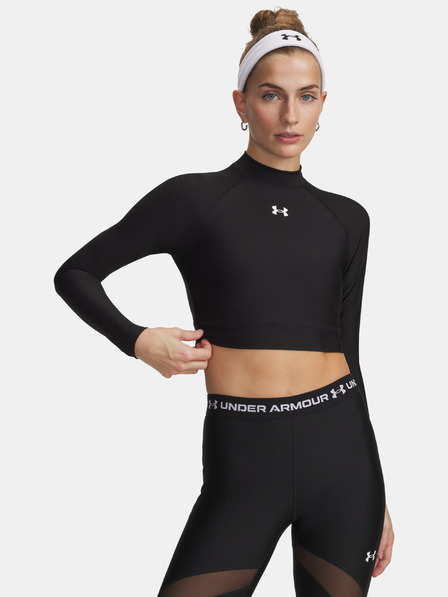 Under Armour Дамска тениска Under Armour HeatGear Crop Mock LS-BLK