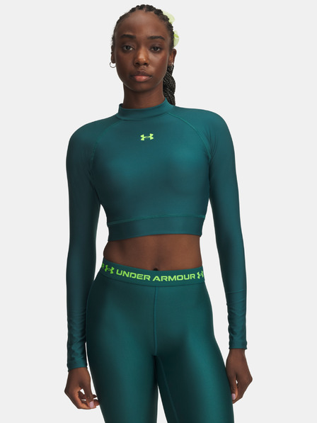 Under Armour Дамска тениска Under Armour HeatGear Crop Mock LS-GRN
