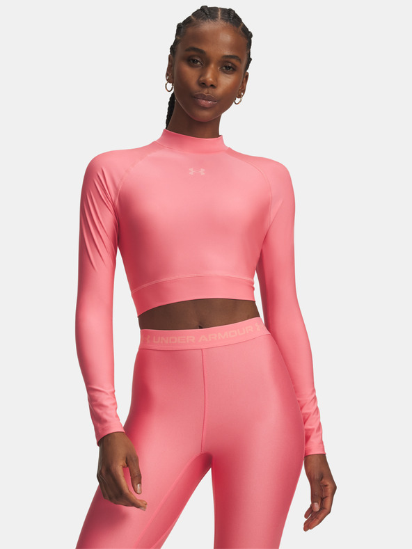 Under Armour Дамска тениска Under Armour HeatGear Crop Mock LS-PNK