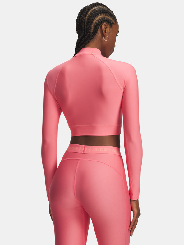 Under Armour Дамска тениска Under Armour HeatGear Crop Mock LS-PNK