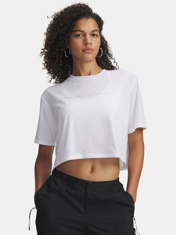 Under Armour Дамска тениска Under Armour UA W WM CROP SS-WHT