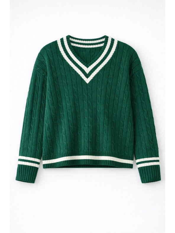 GAP Памучен пуловер с V-образно деколте GAP