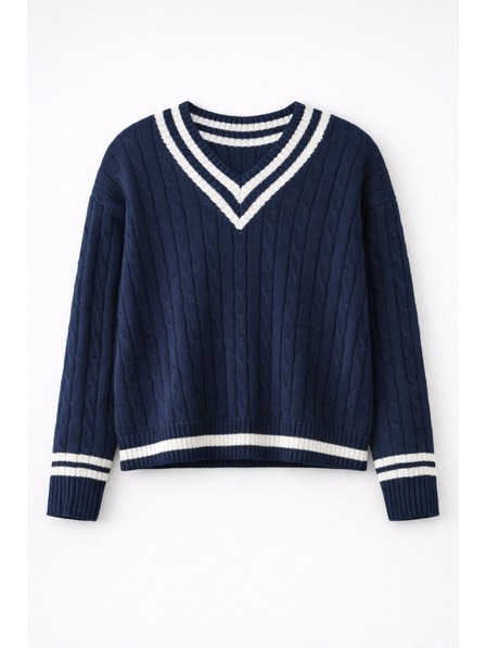 GAP Памучен пуловер с V-образно деколте GAP