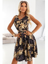 numoco Черни миди рокли с елегантен горен край и разширена долна част - златни листа