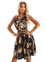 numoco Черни миди рокли с елегантен горен край и разширена долна част - златни листа