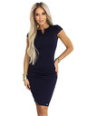 numoco Секси прилепнали рокли с къс ръкав и декоративно деколте - тъмносини