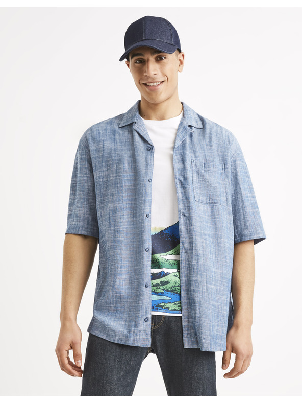 Celio Синя мъжка риза на райета Celio Tallinn