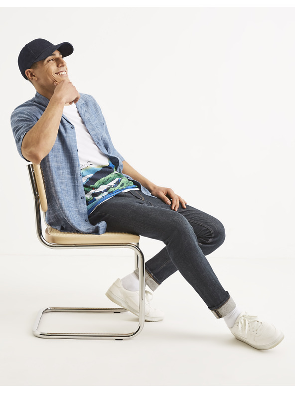 Celio Синя мъжка риза на райета Celio Tallinn