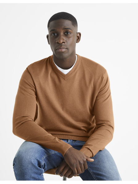 Celio Кафяв мъжки пуловер Celio Befirstv