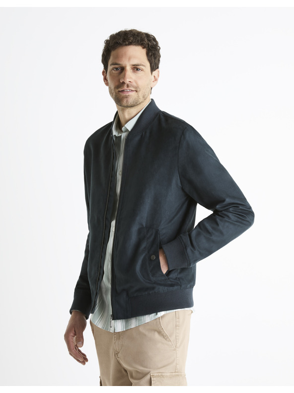 Celio Тъмносин мъжки бомбър от велур Celio Budain