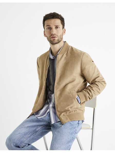 Celio Светлокафяв мъжки бомбър от велур Celio Budain