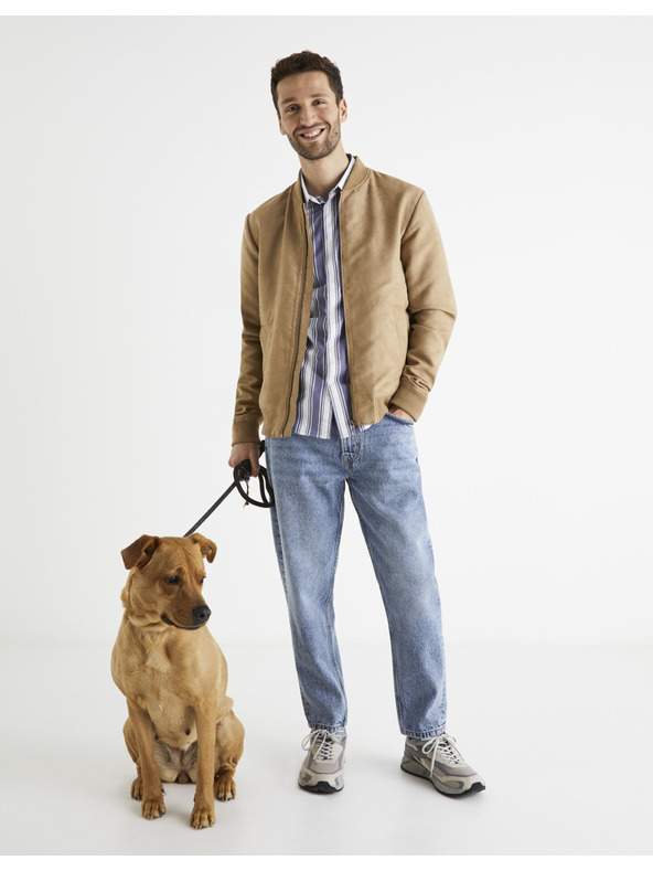 Celio Светлокафяв мъжки бомбър от велур Celio Budain