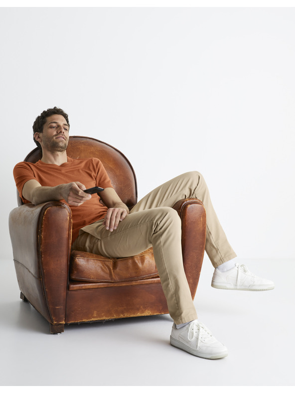 Celio Кафява мъжка основна тениска Celio Be1stee