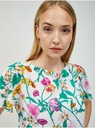 Orsay Зелено-бяла блуза на цветя с връзки на гърба ORSAY