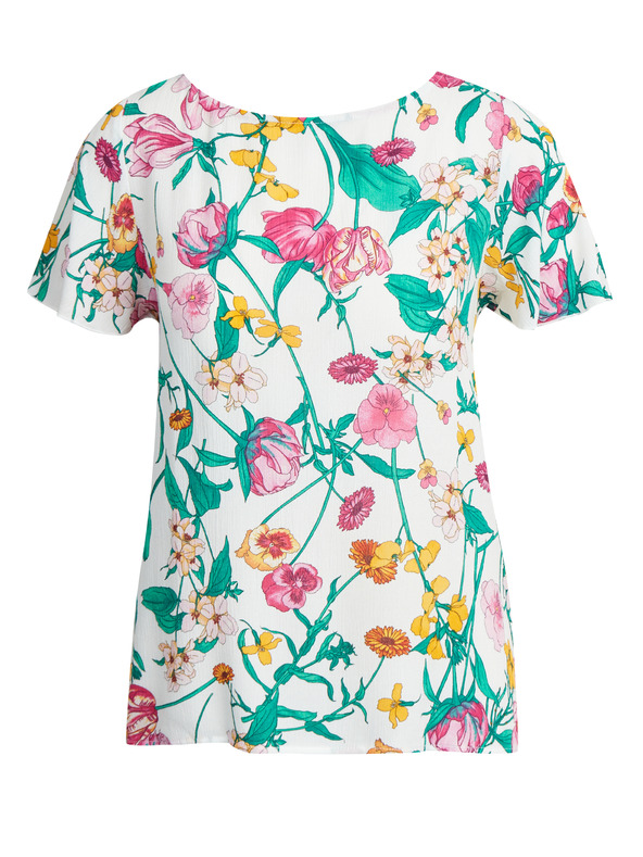 Orsay Зелено-бяла блуза на цветя с връзки на гърба ORSAY
