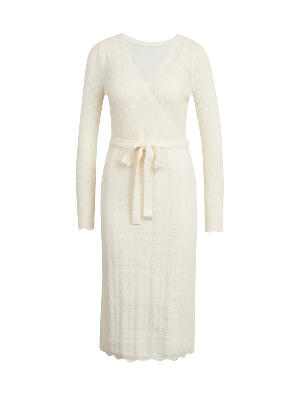 Orsay Кремава дамска рокля-пуловер на дупки с връзки ORSAY