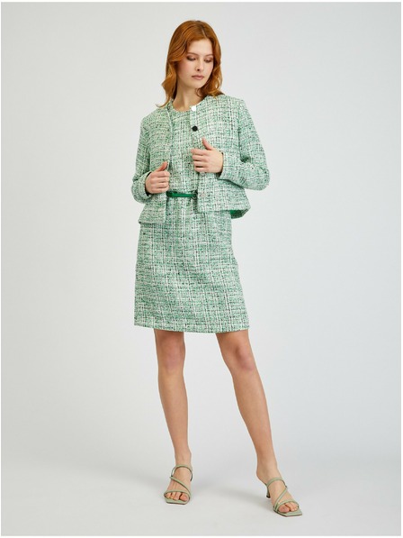 Orsay Зелена дамска рокля с колан и десен ORSAY