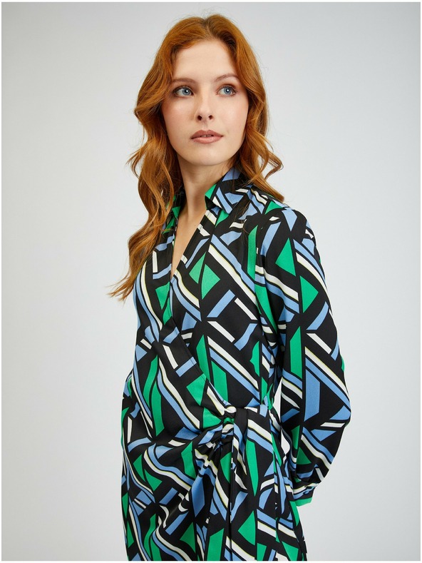 Orsay Зелено-черна дамска рокля на каре ORSAY