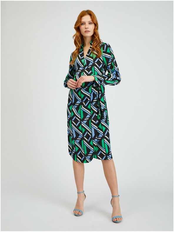 Orsay Зелено-черна дамска рокля на каре ORSAY