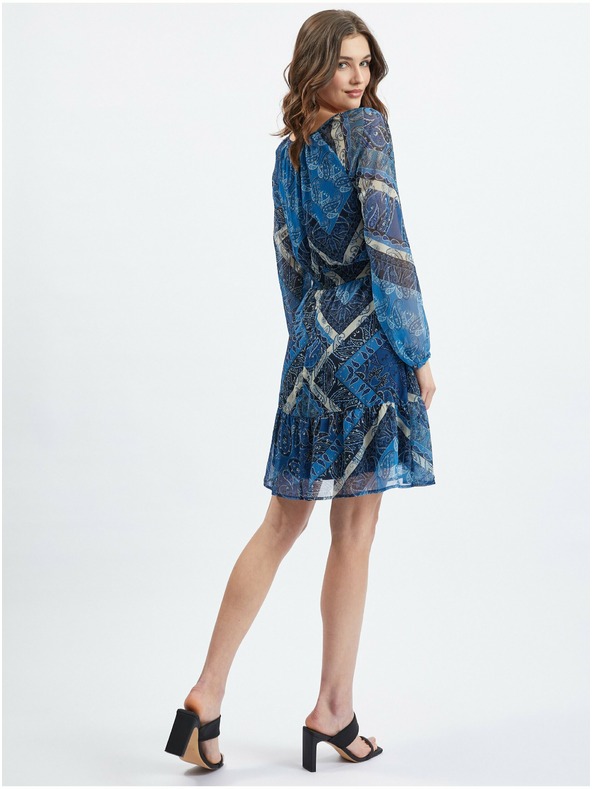 Orsay Тъмносиня дамска рокля с десен ORSAY