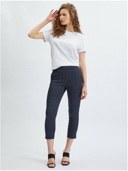 Orsay Тъмносин дамски панталон три четвърти на точки ORSAY