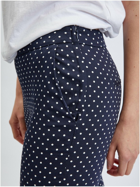 Orsay Тъмносин дамски панталон три четвърти на точки ORSAY