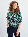 Orsay Черно-зелена дамска блуза с десен ORSAY