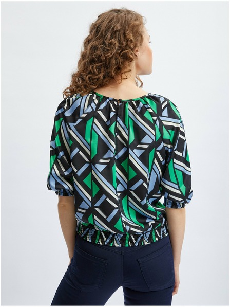Orsay Черно-зелена дамска блуза с десен ORSAY