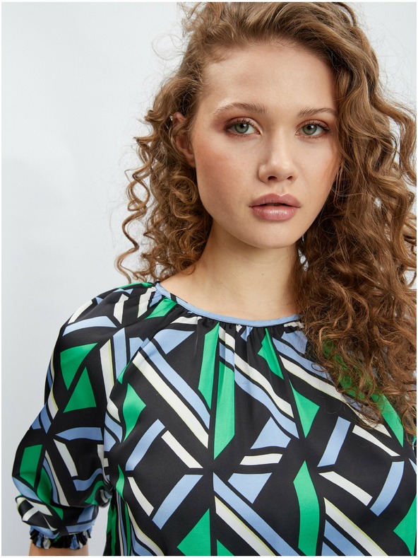 Orsay Черно-зелена дамска блуза с десен ORSAY