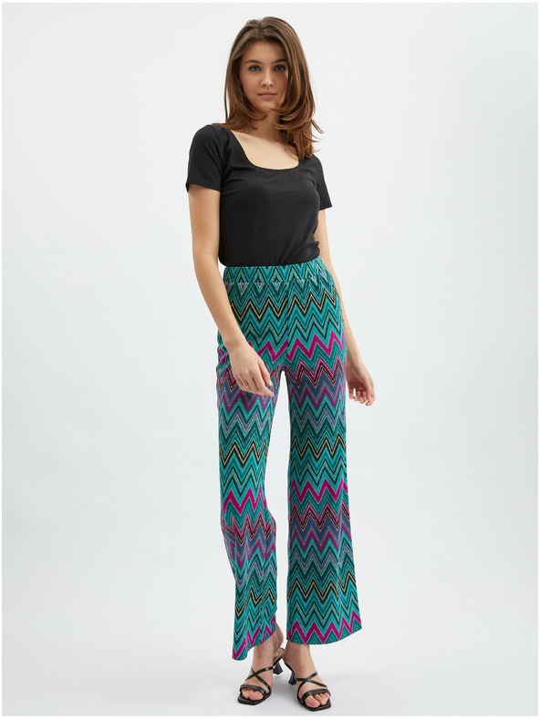 Orsay Розово-зелен дамски панталон с десен ORSAY