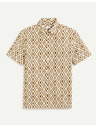 Celio Кафяво-кремава мъжка риза с шарки Celio Daprint