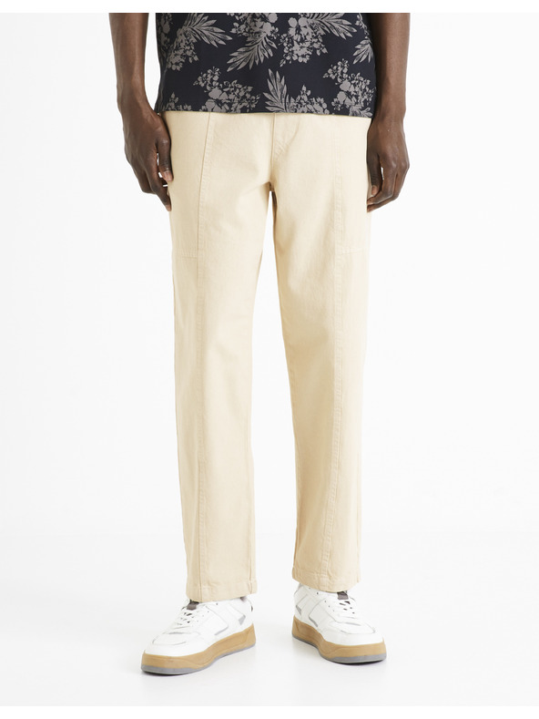 Celio Кремави мъжки панталони с къси крачоли Celio Dorust