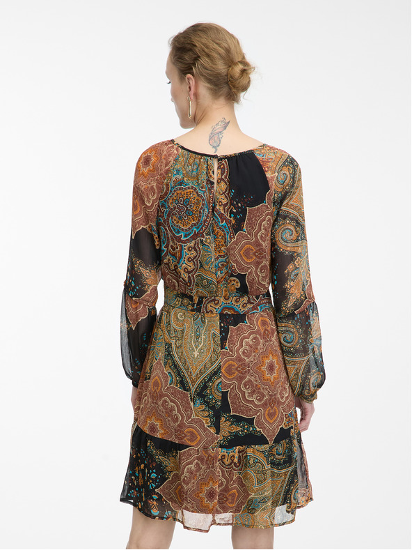 Orsay Черно-кафява дамска рокля с десен ORSAY