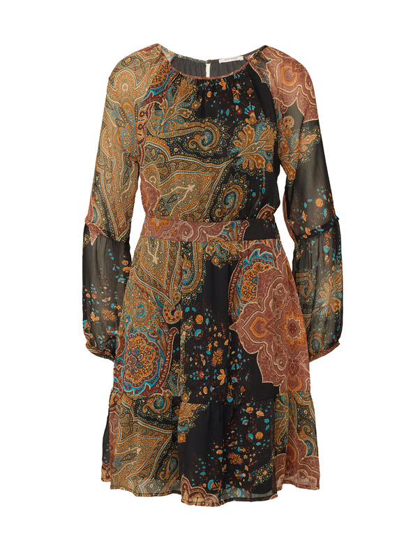 Orsay Черно-кафява дамска рокля с десен ORSAY