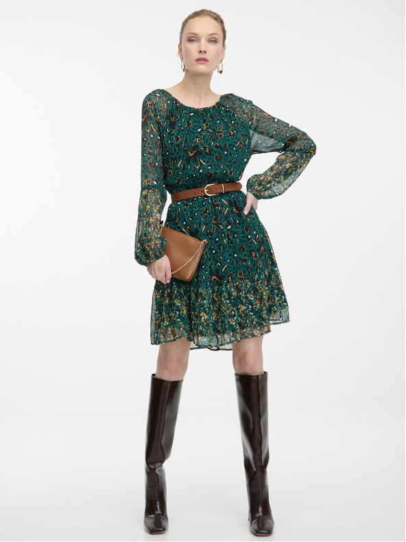 Orsay Петроленосиня дамска рокля с десен ORSAY