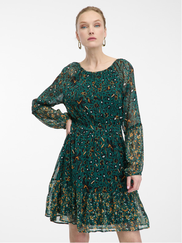 Orsay Петроленосиня дамска рокля с десен ORSAY