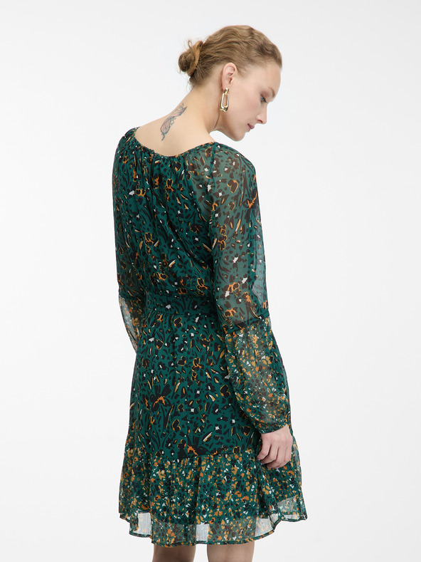 Orsay Петроленосиня дамска рокля с десен ORSAY