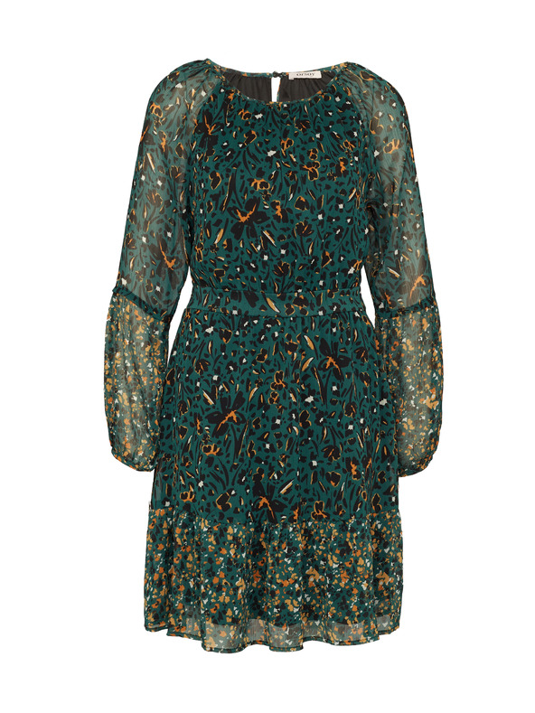 Orsay Петроленосиня дамска рокля с десен ORSAY