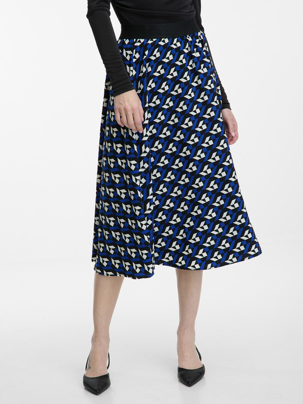 Orsay Синя дамска плисирана пола с десен ORSAY