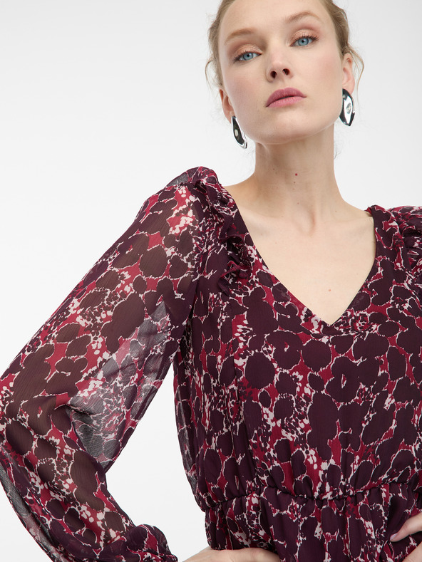 Orsay Винена дамска рокля с десен ORSAY