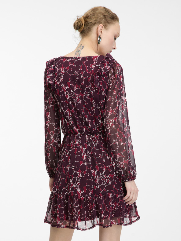 Orsay Винена дамска рокля с десен ORSAY