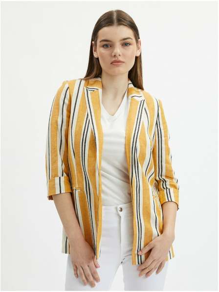 Orsay Оранжево дамско ленено сако на райе ORSAY