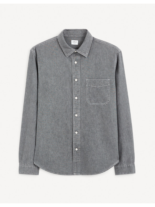 Celio Сива мъжка дънкова риза Celio Gagusti1