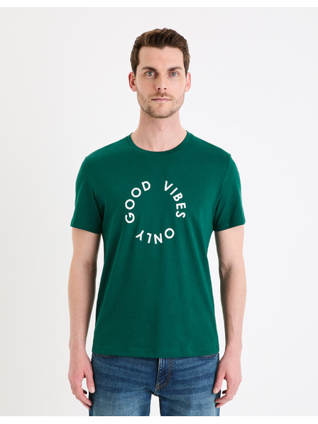 Celio Тъмнозелена мъжка тениска Celio Gecircu