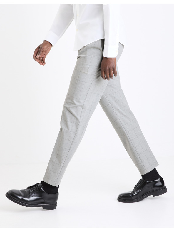 Celio Светлосиви мъжки карирани панталони чино Celio Gocarreau